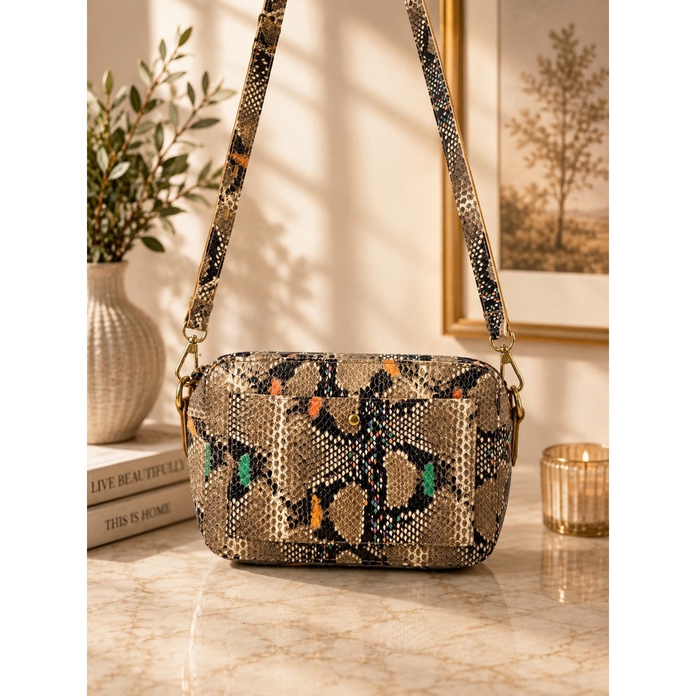 Madewell Transport Camera Bag Multi Color Snakeskin Leather Crossbody AI710